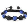 Bracelet Shamballa perles cristal bleu et noir - 1557 (Lot 50 pc