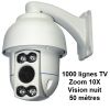 Caméra dôme motorisée - Zoom 10X - 1000 lignes TV - nuit 50 m