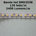 Bande de led SMD 2835 blanc 120 leds/m 2400 Lumens/m (Lot 10 pcs