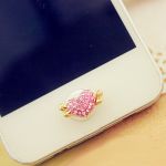 Bouton coeur imitation diamant pour Iphone et Ipad (Lot 500 pcs)