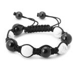 Bracelet Shamballa perles howlite et onyx - 1565 (Lot 50 pcs)