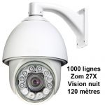 Caméra dôme motorisée - Zoom 27X - 1000 lignes TV - Nuit 120 m