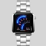 Montre métal fantaisie à leds rouge et bleu (lot de 10 pièces)