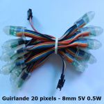 Guirlande 20 Pixels led RGB - 8mm 5V 0.5W - LEDPIX01 (Lot 50 pcs