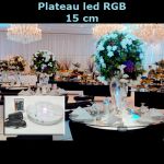 Plateau lumineux 1 led RGB 3W 15 cm + télécommande (lot 10 pcs)