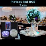 Plateau lumineux 9 leds RGB 7 cm + télécommande (lot 100 pcs)