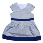Robe bleue à manches courtes pour fille de 2 à 5 ans (Lot 50 pcs