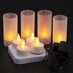 Set de 4 bougies à leds rechargeables (Lot de 24 sets)
