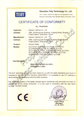 Certificat CE ethylotest