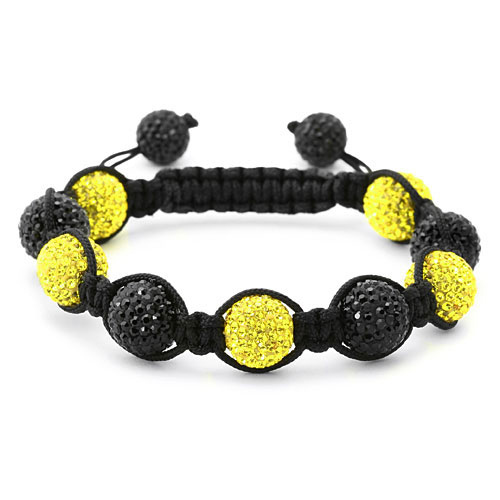 bracelet perles cristal jaune et noir 1558
